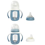 Biberon de invatare 2 in 1 din Sticla Beaba 210 ml Windy Blue ERFB913519