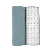 Set 2 Museline Beaba bumbac 120x120 cm Baltic Blue/Points ERFB920392