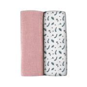 Set 2 Museline Beaba bumbac 120x120 cm Bridal Pink/Flowery Countryside ERFB920390