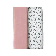 Set 2 Museline Beaba bumbac 120x120 cm Bridal Pink/Flowery Countryside ERFB920390