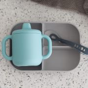 Set de masa silicon cu cana Beaba Blue ERFB913526