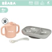 Set de masa silicon cu cana Beaba Old Pink ERFB913527