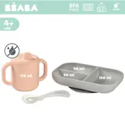 Set de masa silicon cu cana Beaba Old Pink ERFB913527