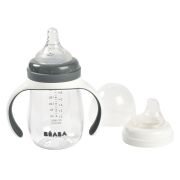 Biberon de invatare 2 in 1 din Tritan Beaba 210 ml Mineral Grey ERFB913532