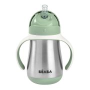 Cana cu pai din inox Beaba 250 ml Sage Green ERFB913535
