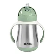 Cana cu pai din inox Beaba 250 ml Sage Green ERFB913535