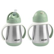 Cana cu pai din inox Beaba 250 ml Sage Green ERFB913535