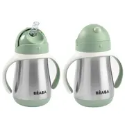 Cana cu pai din inox Beaba 250 ml Sage Green ERFB913535