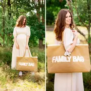 Geanta Childhome Family Bag, aspect piele intoarsa Bej ERFCH-CWFBMR