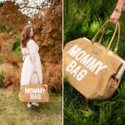 Geanta de infasat Childhome Mommy Bag, aspect piele intoarsa Bej ERFCH-CWMBBMR