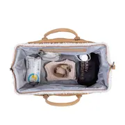Geanta de infasat Childhome Mommy Bag, aspect piele intoarsa Bej ERFCH-CWMBBMR