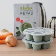 Recipient ermetic silicon multiportii 6x90 ml Beaba Sage Green ERFB914000