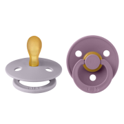 Bibs - set 2 suzete colour latex, tetina simetrica, 0 luni +-fossil grey/mauve bbb2121422