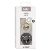 Bibs - set 2 suzete colour latex, tetina simetrica, 0 luni +-sand/iron bbb2121419