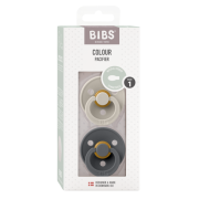 Bibs - set 2 suzete colour latex, tetina simetrica, 6 luni +-sand/iron bbb2221419