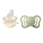 Bibs - set 2 suzete couture silicon, tetina anatomica, 6 luni +-ivory/sage bbb1710309