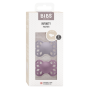 Bibs - set 2 suzete infinity silicon, tetina anatomica, 0 luni +-fossil grey/mauve bbb165111