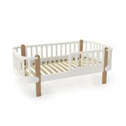 Patut junior cu bariera de protectie YappyEtude din lemn de fag, YappyKids, 160x80 cm, Alb BYNYAPPYETUDETODDLER_WHITE