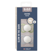 Bibs - set 2 suzete fosforencente couture glow  silicon, tetina anatomica, 6 luni +-sage/cloud bbb1710318