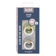 Bibs - set 2 suzete fosforescente colour glow latex, tetina rotunda, 6 luni +-sage/cloud bbb120267