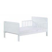 Pat Din Lemn Masiv Pentru Junior Olek Alb Cu Sertar Individual Pe Roti 140 A  70 Cm Pjbdrwx_2023