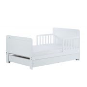 Pat Din Lemn Masiv Pentru Junior Olek Alb Cu Sertar Individual Pe Roti 140 A  70 Cm Pjbdrwx_2023