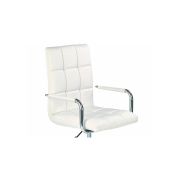 Scaun birou ergonomic, hm gonzo 2, cadru cromat, tapiterie piele ecologica, mecanism de balans, roti pivotante, 90 kg, alb drm4761