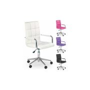 Scaun birou ergonomic, hm gonzo 2, cadru cromat, tapiterie piele ecologica, mecanism de balans, roti pivotante, 90 kg, alb drm4761