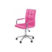 Scaun birou ergonomic, hm gonzo 2, cadru cromat, tapiterie piele ecologica, mecanism de balans, roti pivotante, 90 kg, roz drm4759