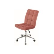 Scaun birou cu stofa tip catifea sl q020, ergonomic, inaltime reglabila, cadru cromat, rotatie 360°, 90 kg, caramiziu drm8818