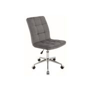 Scaun birou cu stofa tip catifea sl q020, inaltime reglabila, cadru cromat, rotatie 360°, roti pivotante, 90 kg, gri drm8812