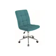 Scaun birou cu stofa tip catifea sl q020, ergonomic, inaltime reglabila, cadru cromat, rotatie 360&deg;, 90 kg, turcoaz drm8817