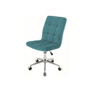 Scaun birou cu stofa tip catifea sl q020, ergonomic, inaltime reglabila, cadru cromat, rotatie 360°, 90 kg, turcoaz drm8817