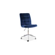 Scaun birou cu stofa tip catifea sl q020, inaltime reglabila, cadru cromat, rotatie 360°, 90 kg, albastru drm9671