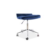 Scaun birou cu stofa tip catifea sl q020, inaltime reglabila, cadru cromat, rotatie 360°, 90 kg, albastru drm9671
