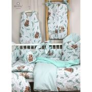 MimiNu - Paturica de infasat multifunctionala, Cu volanase, Cu inchidere cu panglica si arici velcro, Dimensiune 75x75 cm, Din bumbac certificat Oeko Tex Standard 100, Lulu Natural/Mint BYN6426972018593