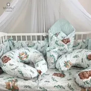 MimiNu - Paturica de infasat multifunctionala, Cu volanase, Cu inchidere cu panglica si arici velcro, Dimensiune 75x75 cm, Din bumbac certificat Oeko Tex Standard 100, Lulu Natural/Mint BYN6426972018593