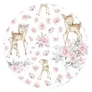 MimiNu - Paturica de infasat multifunctionala, Cu volanase, Cu inchidere cu panglica si arici velcro, Dimensiune 75x75 cm, Din bumbac certificat Oeko Tex Standard 100, Sweet Deer Pink/Pink BYN6426972018630