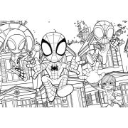 Puzzle de colorat -  distractie cu paienjenelul marvel si prietenii lui uimitori (24 piese)