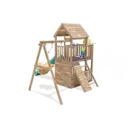 Complex de joaca balconyfort &trade; single swing, tobogan verde, dunster house - okedhps701-1