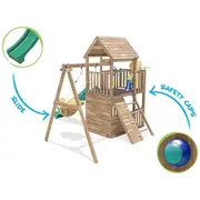 Complex de joaca balconyfort &trade; single swing, tobogan verde, dunster house - okedhps701-1
