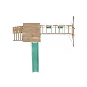 Complex de joaca frontierfort max cu monkey bars si 2 leagane, tobogan verde 2.9 m, dunster house - okedhps708-1