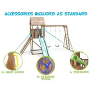 Complex de joaca frontierfort max cu monkey bars si 2 leagane, tobogan verde 2.9 m, dunster house - okedhps708-1