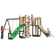 Complex joaca din lemn cu 2 turnuri si pod maxi exposure fungoo - okefu08300pkxg2