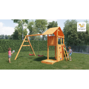 Complex joaca din lemn smart 2 cu leagane, zid de catarat si turn fungoo - okefu06760ptxx2