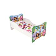Pat pentru copii cu sertar, hm happy jungle, pal melaminat, saltea inclusa, 140x70 cm, multicolor drm10100