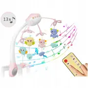 Carusel muzical pentru patut cu proiector, sunete si jucarii ricokids rk-813 - roz edeedi781301