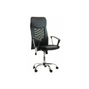 Scaun birou off 906, ergonomic, mesh, piele ecologica, cadru cromat, mecanism de balans, 110 kg, negru drm1625