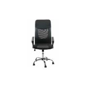 Scaun birou off 906, ergonomic, mesh, piele ecologica, cadru cromat, mecanism de balans, 110 kg, negru drm1625