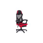 Scaun off 304, ergonomic, mesh, mecanism de balans, suport picioare retractabil, 110 kg, negru/rosu drm8989